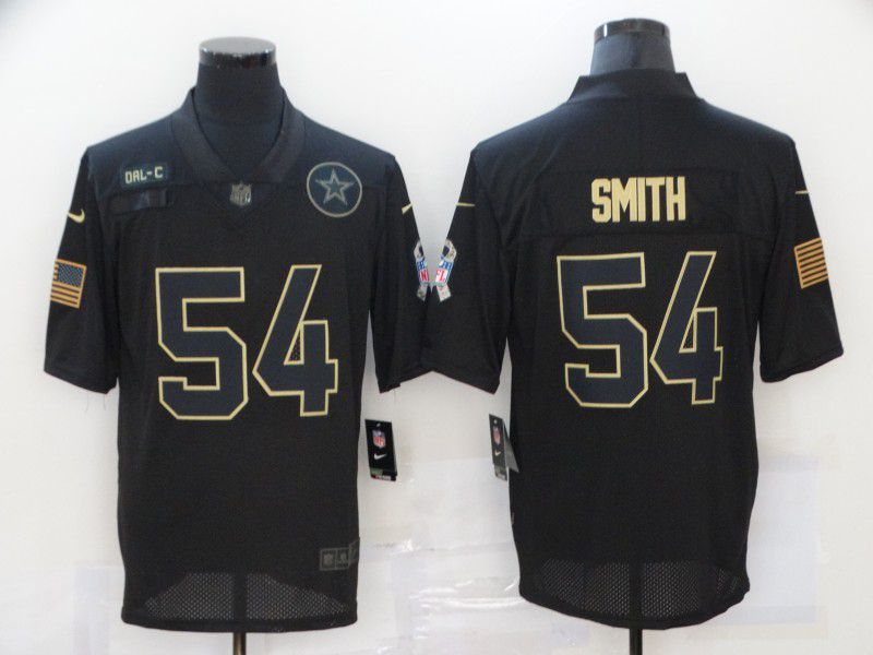 Men Dallas cowboys 54 Smith Black gold lettering 2020 Nike NFL Jersey